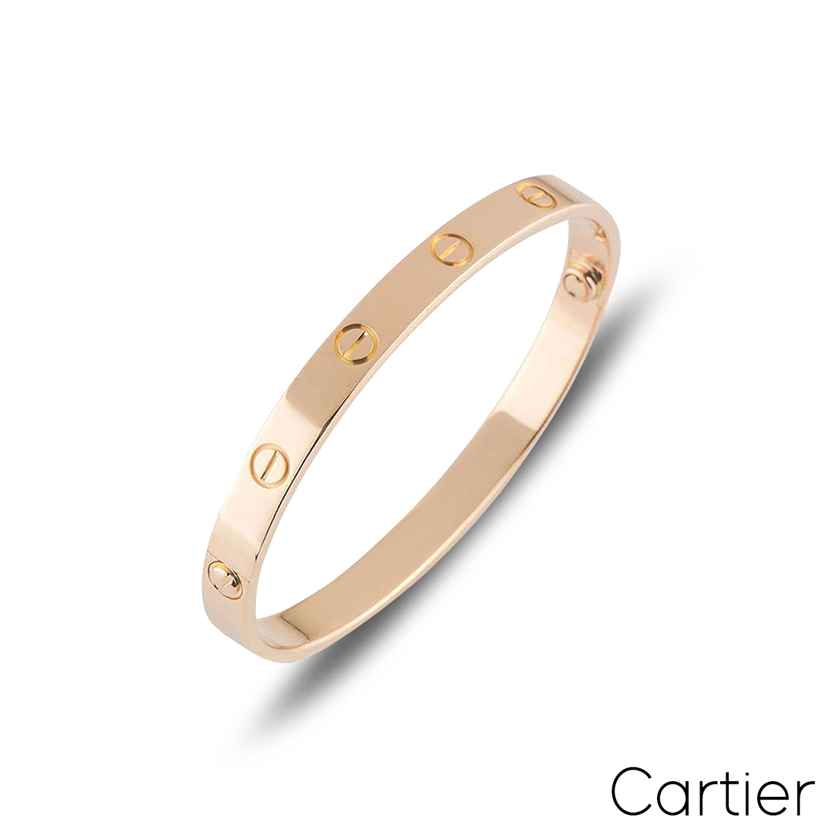 Cartier Rose Gold Plain Love Bracelet Size 17 B6035617 Rich Diamonds